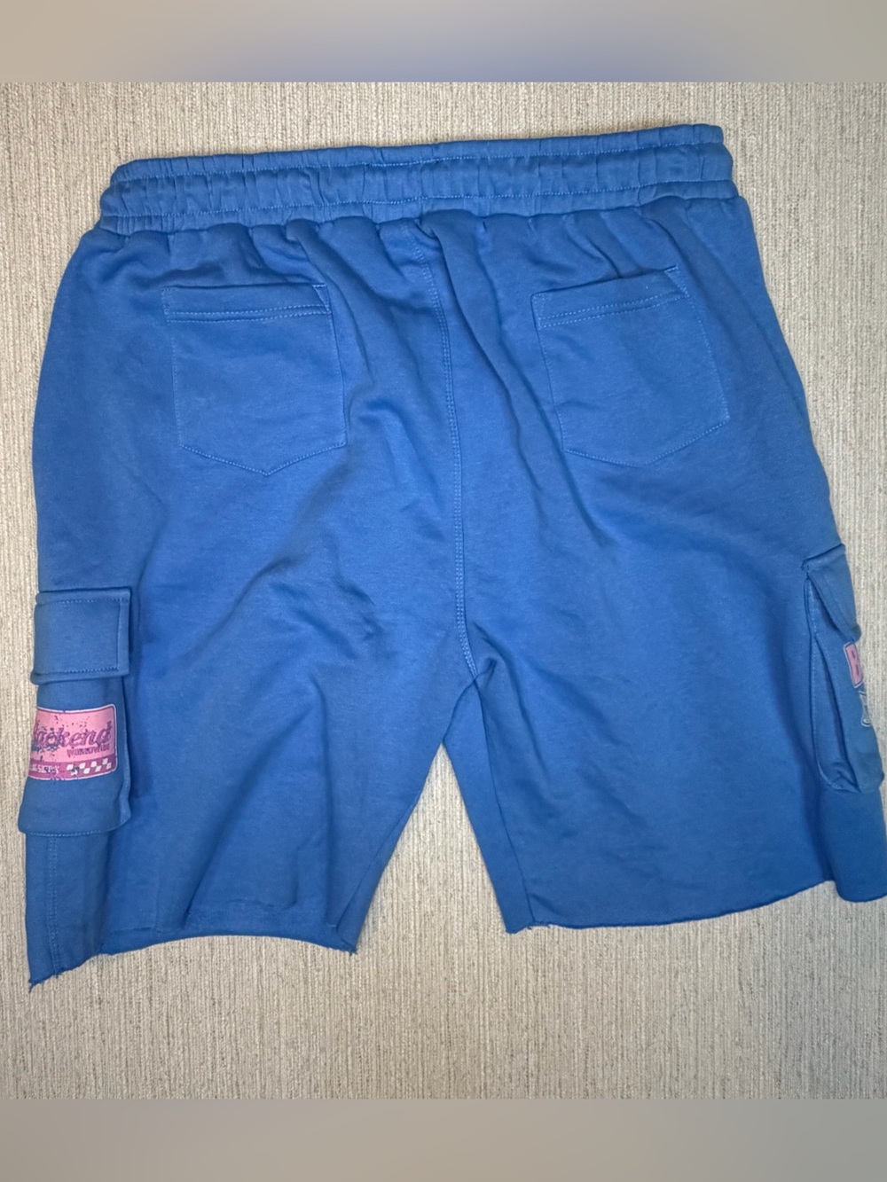 Backend Original Blue Racing Team Athletic Fleece Cargo Shorts for Men - Picture 4 of 11